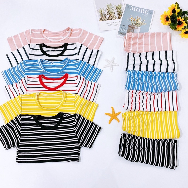 Bộ cộc tay kẻ ngang siêu mát cho bé