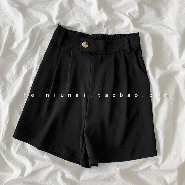 Quần short nữ Ống rộng Lưng cao Màu trơn Form rộng Ulzzang Hàn Quốc Quần sooc trơn Ống rộng Cạp cao Thời trang