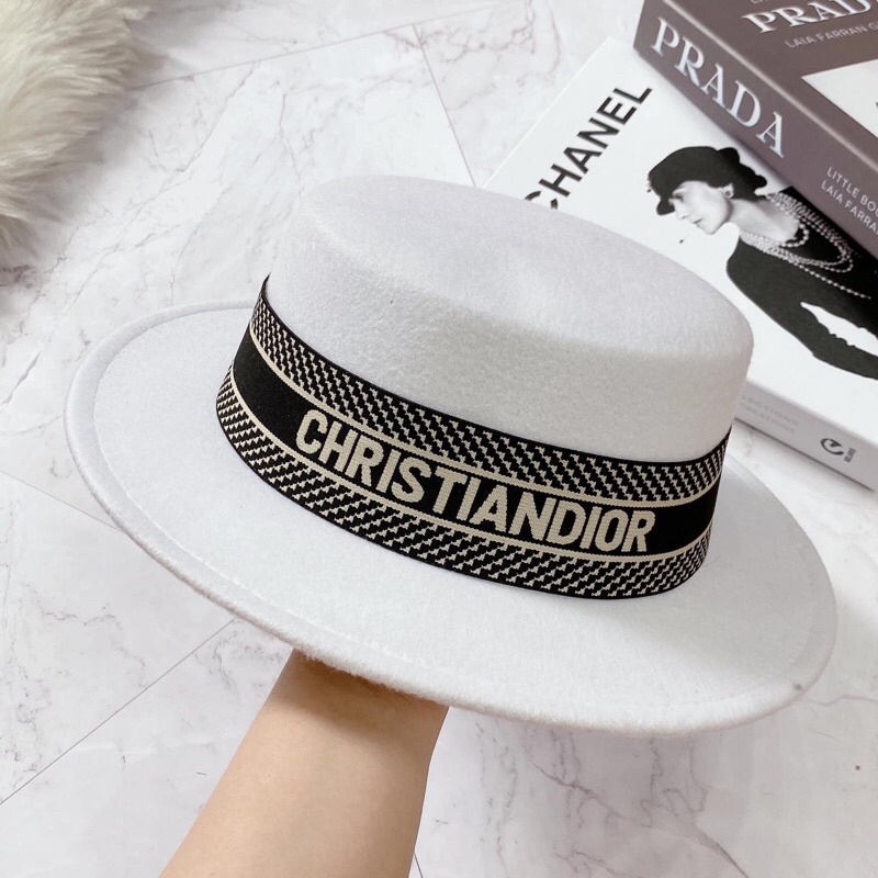 Nón vintage vành tròn nhỏ nữ Dior