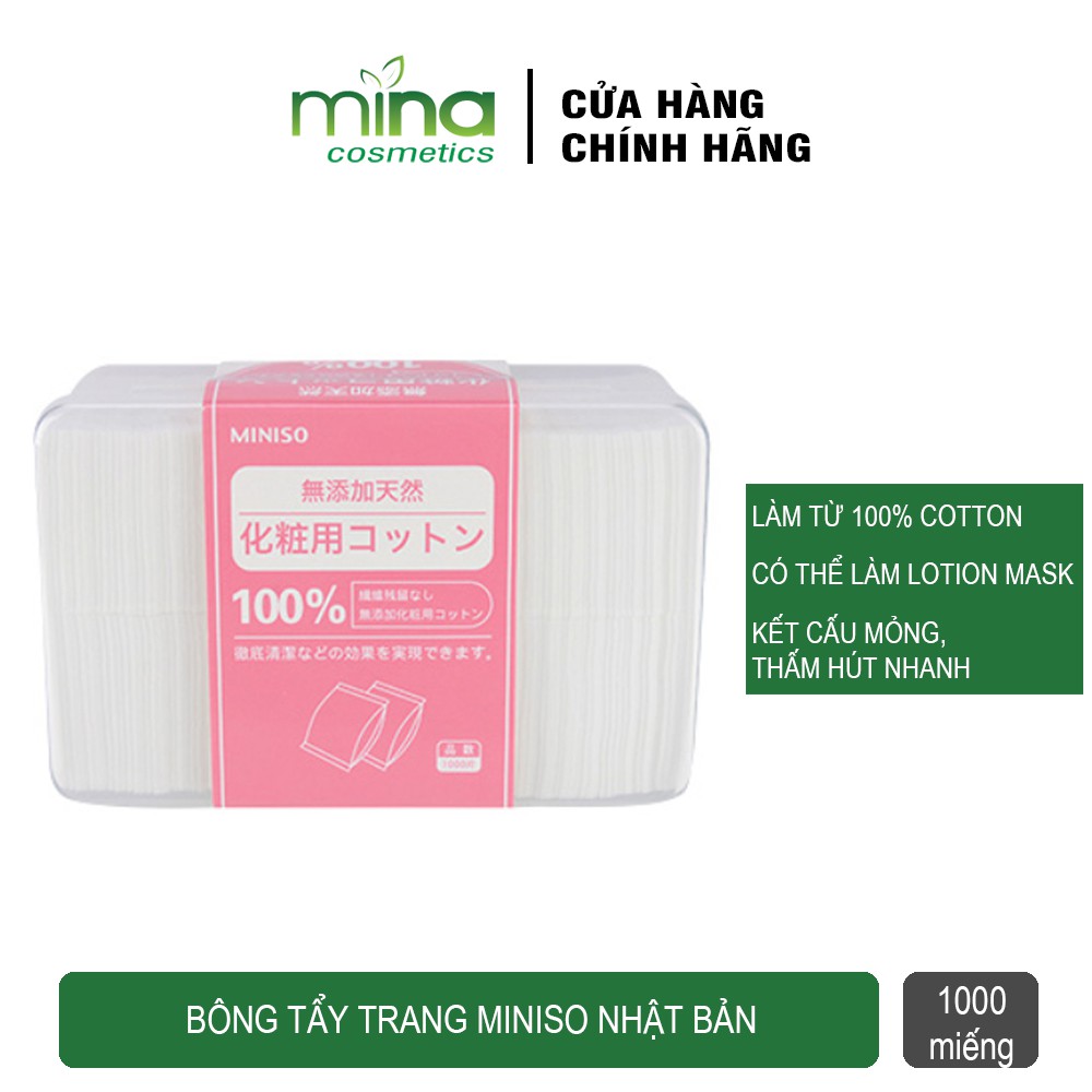 Hộp bông tẩy trang Miniso 1000 miếng Nhật Bản