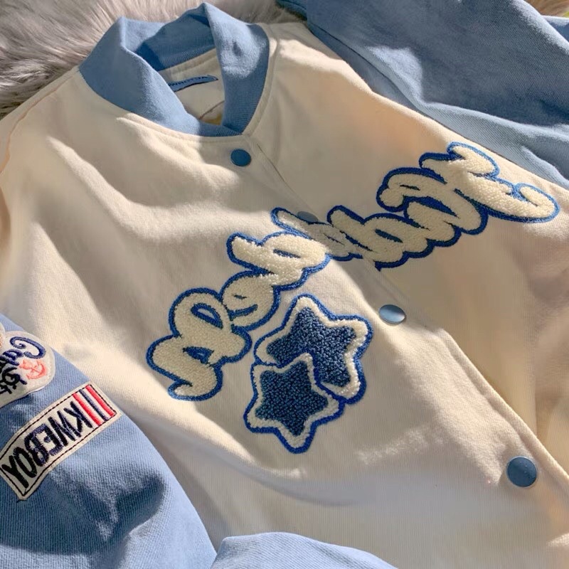 Áo Khoác Bomber Varsity Jacket Hoạ Tiết Dễ Thương