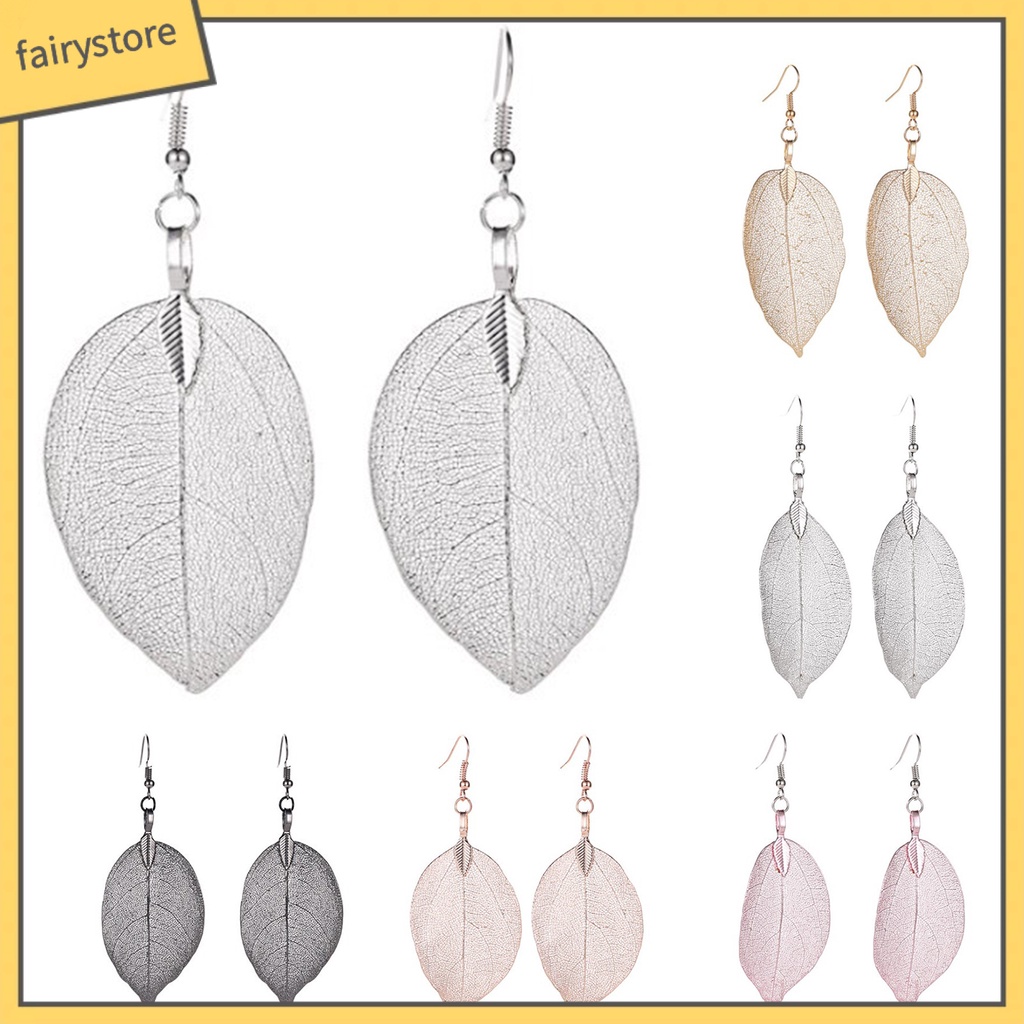 Khuyên tai nữ thiết kế hình lá cây phong cách retro thời trang