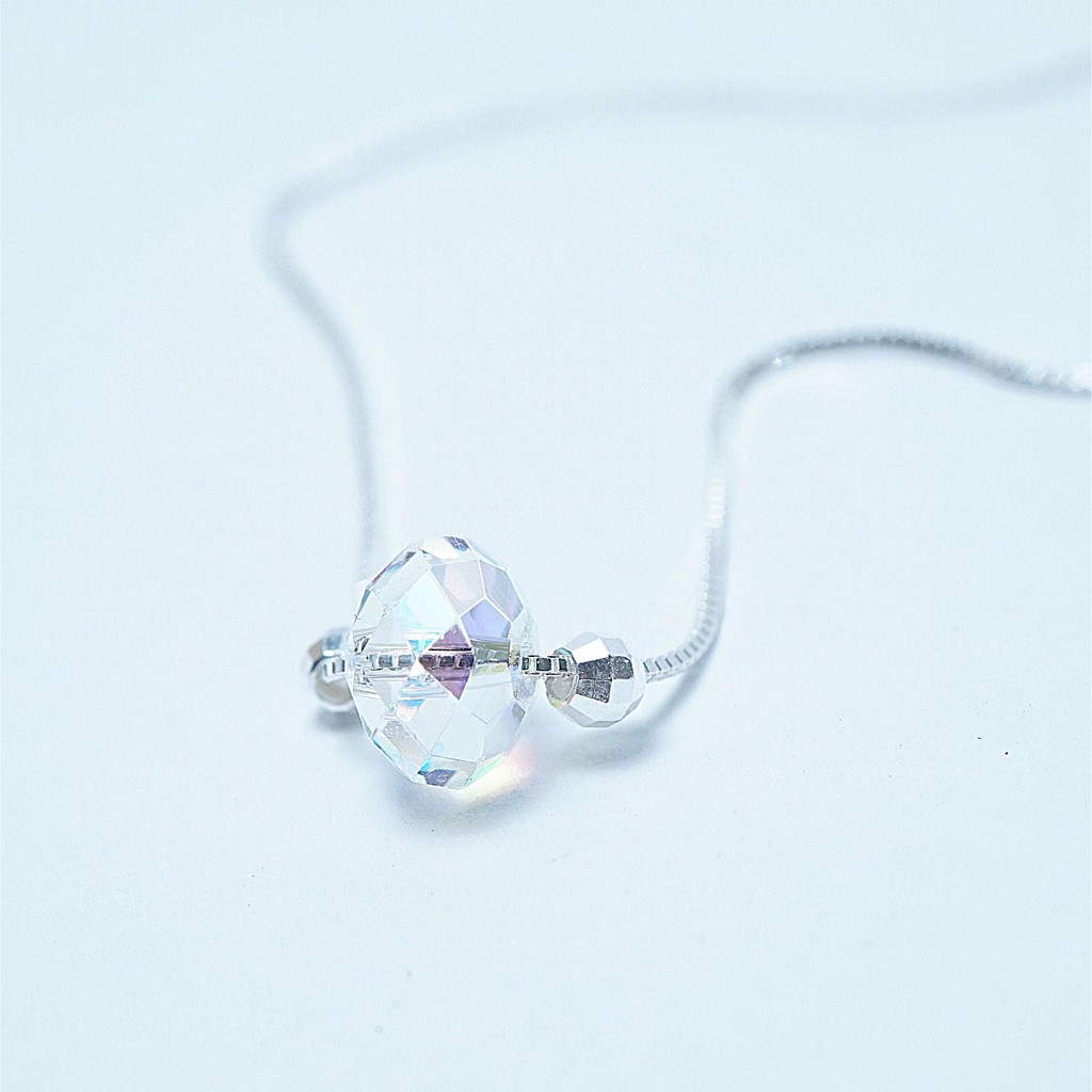 Dây chuyền nữ bạc đơn giản đẹp QMJ Phale lấp lánh 7 màu bạc 925 cao cấp - Q086