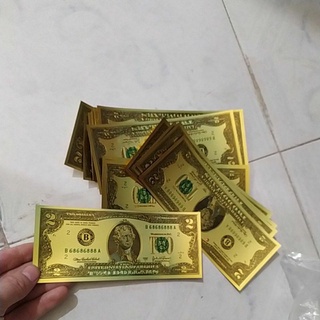 100 tờ Đô la thiếc vàng mềm trang trí oản tháp tiền ngang 7cmxdai16cm loại 100 đô và 2 đô (Giá 1 tập 100 tờ)