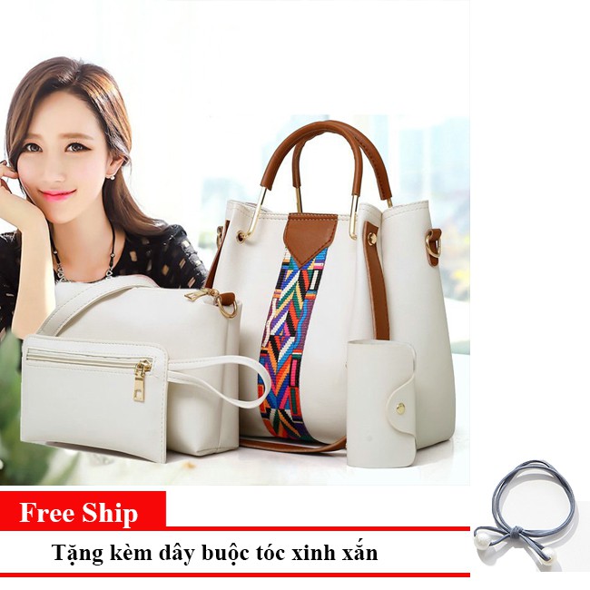 Bộ 4 Món Túi Xách Nữ Túi Thời Trang Nữ Công Sở 2019 Mới Thời Trang Kiểu Dáng Hàn Quốc