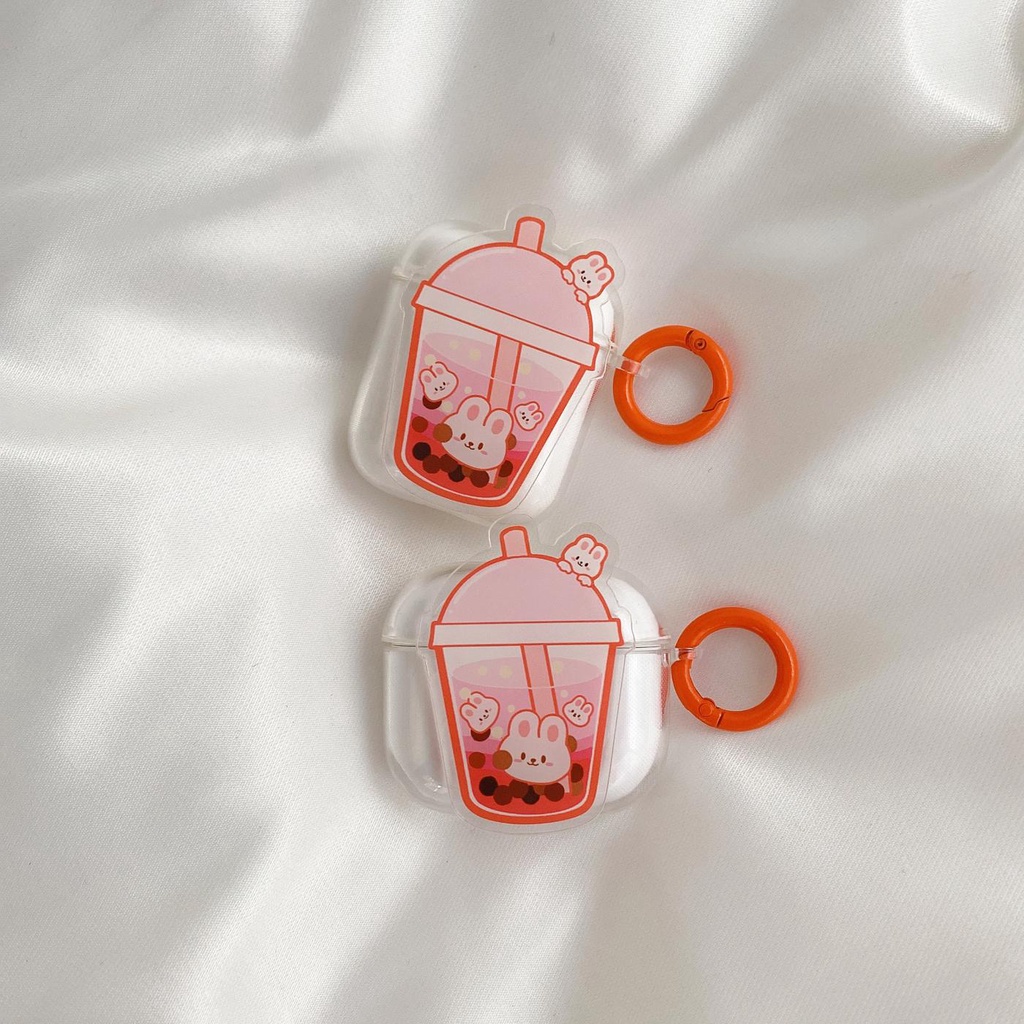 Vỏ Bảo Vệ Hộp Sạc Tai Nghe AirPods 1 2 pro 3 2021 gen3 Bằng Silicon Tpu Mềm Hình Ly Trà Sữa 4 Màu Dễ Thương