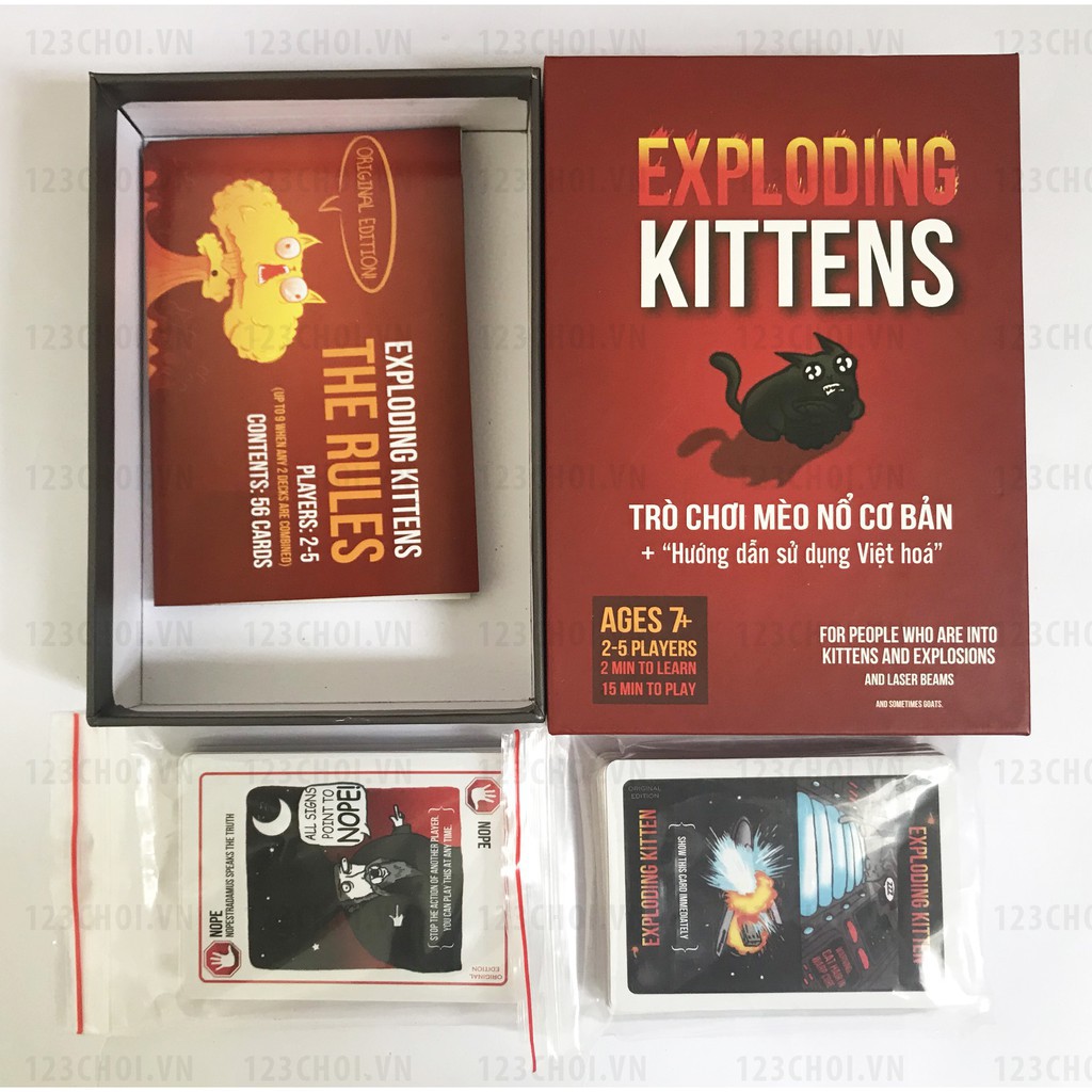 [COMBO 2 IN 1] Trò chơi Cờ Tỷ phú xây nhà + Bài Mèo Nổ Exploding Kittens Tiếng Việt chính hãng