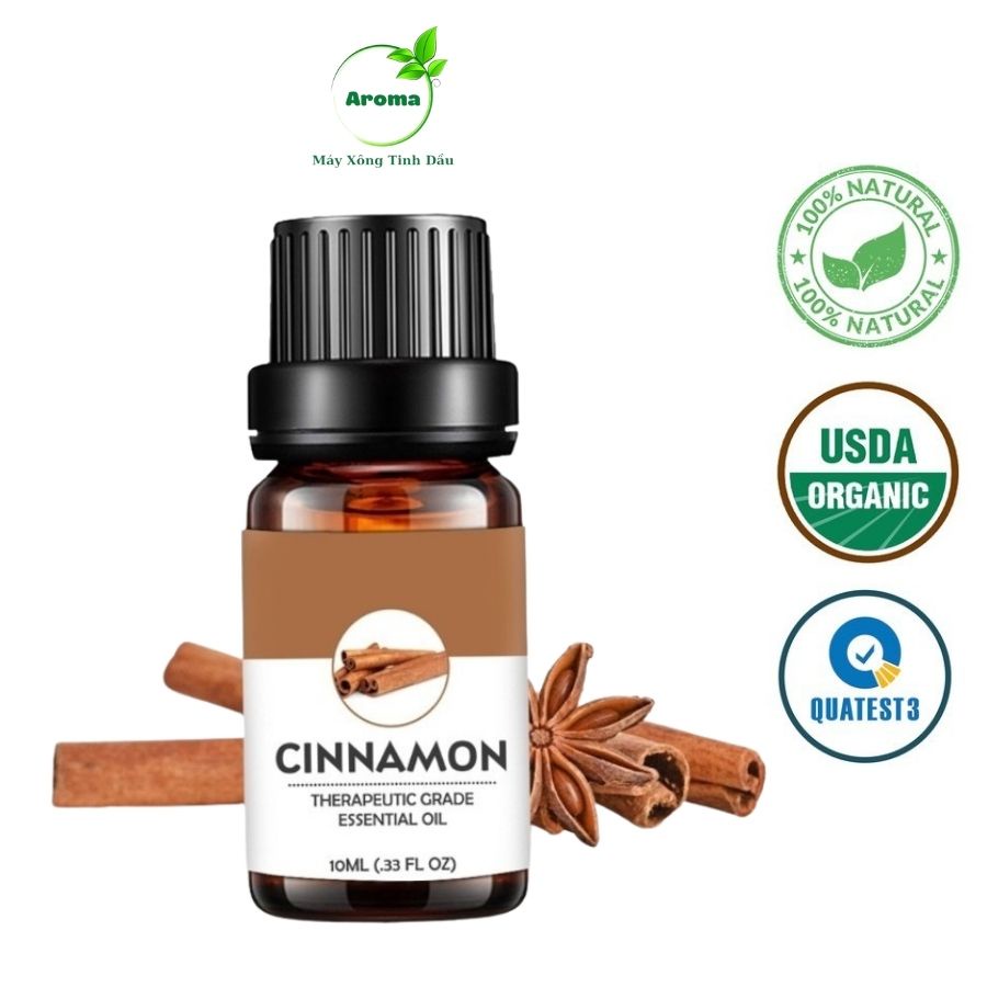 Tinh dầu quế Cinnamon Essential Oil, xuất sứ thiên nhiên không pha tạp chất, có giấy kiểm định COA