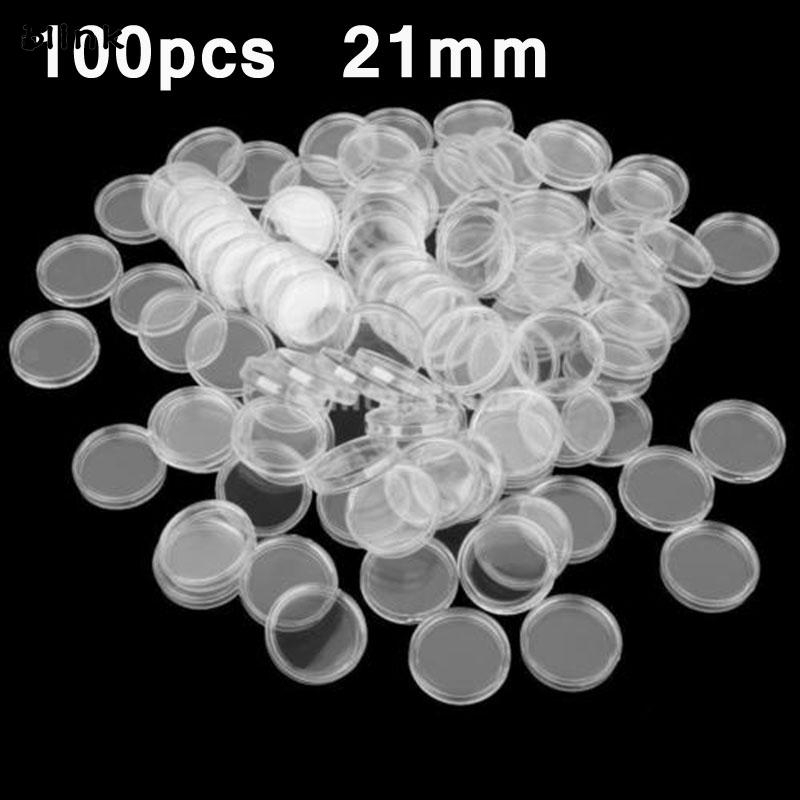 Set 100 Hộp Nhựa Tròn Trong Suốt Đựng Đồng Xu