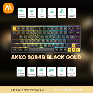 Bàn phím cơ akko 3084b plus black & gold