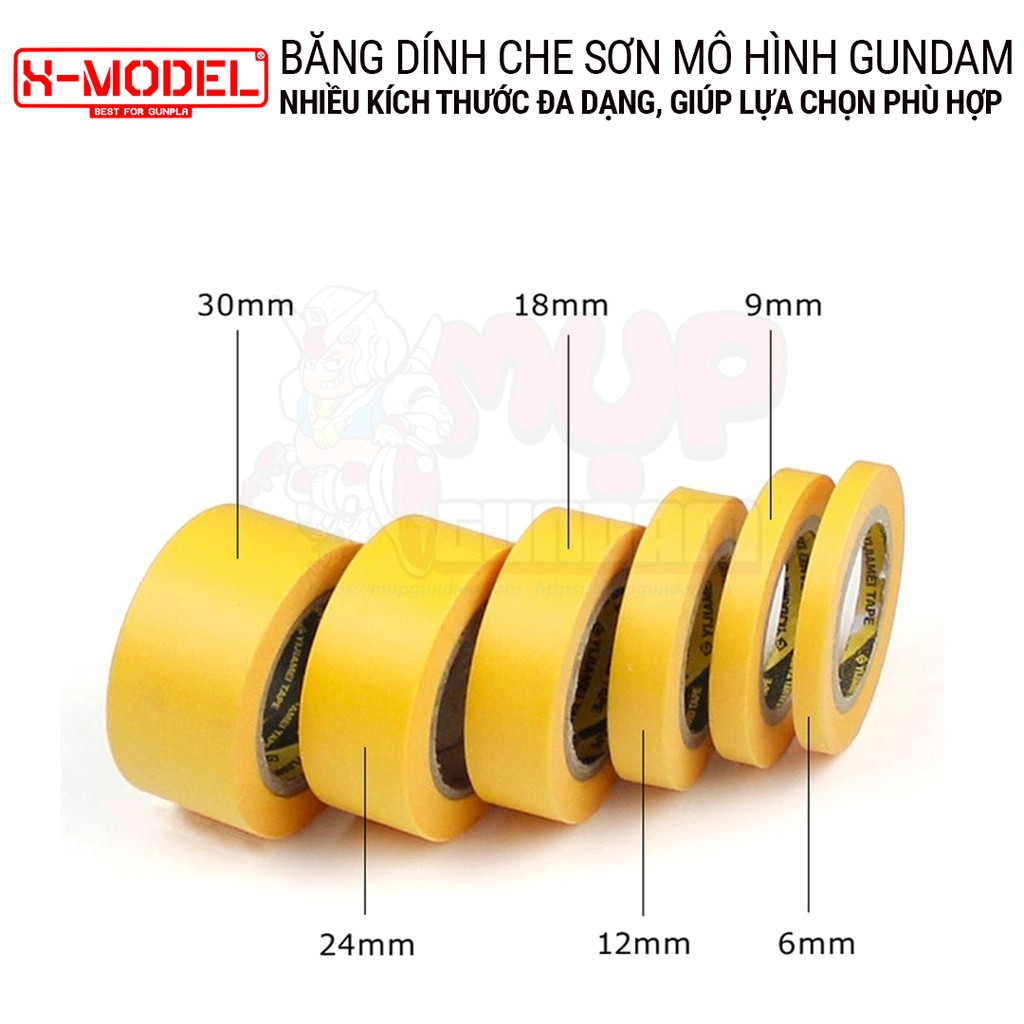 Dụng cụ làm mô hình GUNDAM Băng dính, Băng keo che sơn (Masking tape) nhiều kích cỡ để người dùng lựa chọn XM12 X-MODEL