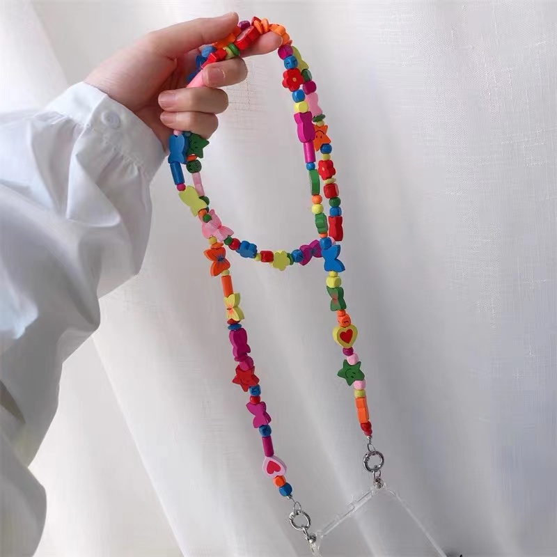 Dây Đeo Chéo Dài 110cm Bằng Gỗ Họa Tiết Hoa Có Móc Treo Túi Xách / Điện Thoại