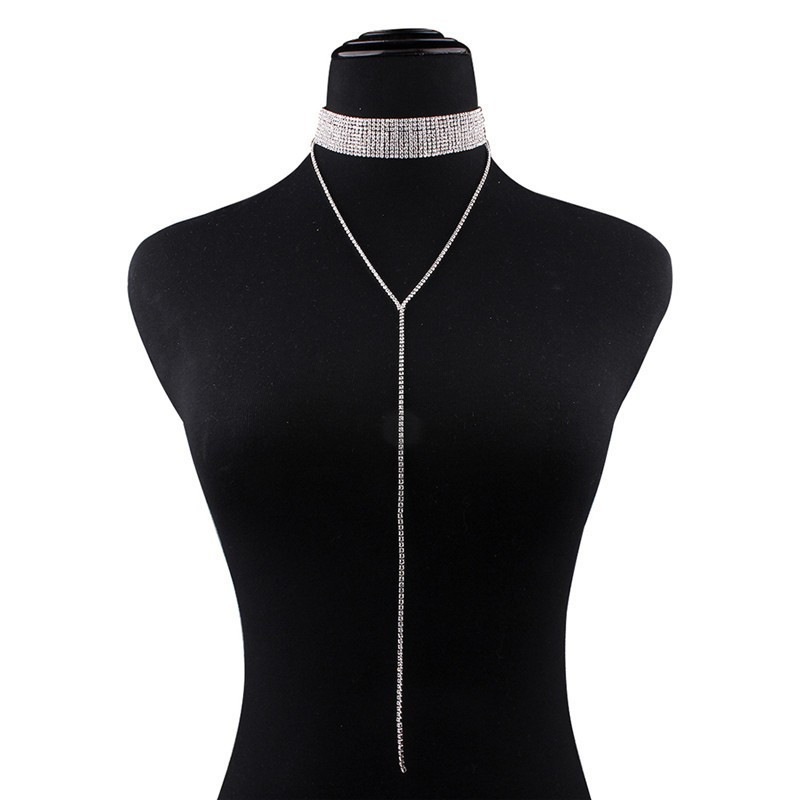 Dây chuyền đính kim cương giả bản to thiết kế thanh lịch cá tính dành cho nữ