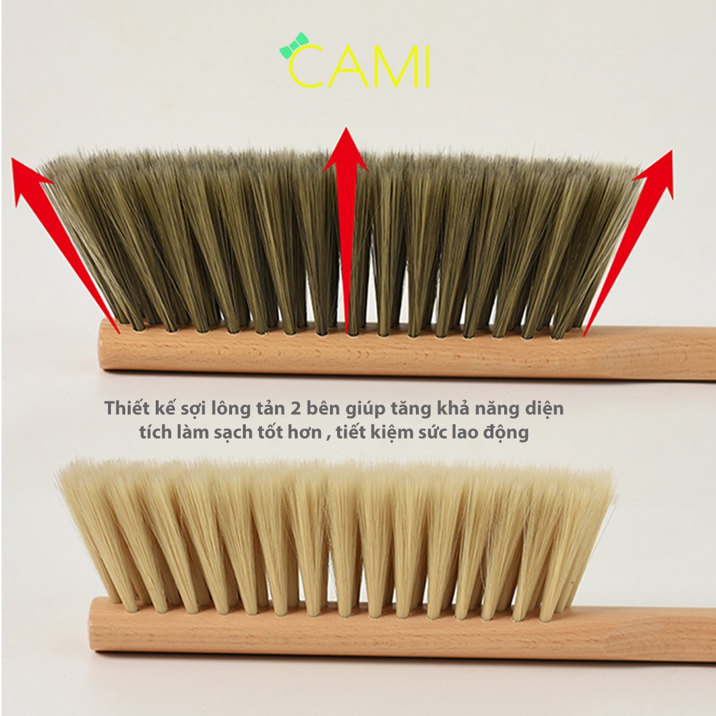 Bàn chải đa năng cán gỗ dài loại lớn nhựa mềm PP phủi bụi vệ sinh giấy dép, đồ gia dụng, ghế Sofa - Cami - CMPK242