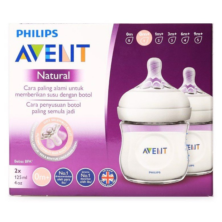 Bình sữa đôi Philips Avent Natural 125ml/bình bằng nhựa PP, không có BPA