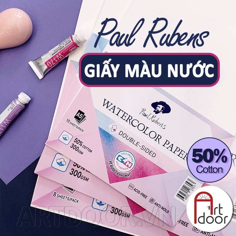 Giấy vẽ màu nước PAUL RUBENS 50% Cotton dày 300gsm
