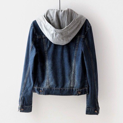 Women's jeans jacket short spring and autumn Korean new long sleeve slim Hooded Jacket versatile student top Size S-5xl