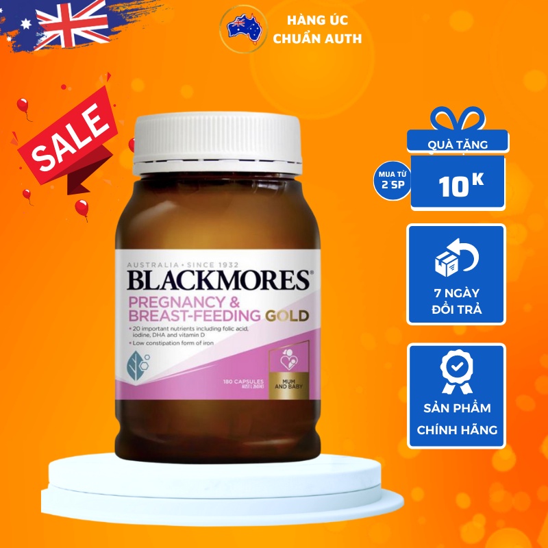 Viên uống Vitamin cho bà bầu và phụ nữ sau sinh Úc Blackmores Pregnancy and Breastfeeding Gold 180 viên