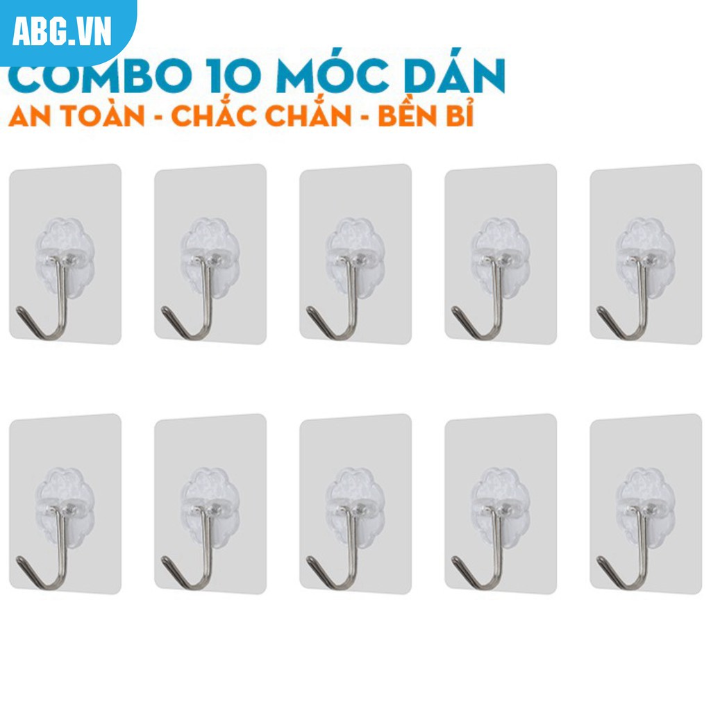 COMBO 10 MÓC NHỰA DÁN TƯỜNG CHỊU LỰC TRONG SUỐT | BigBuy360 - bigbuy360.vn