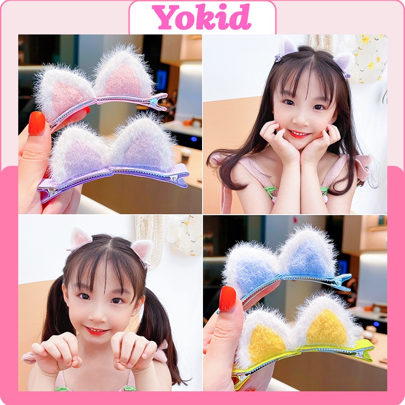 Kẹp tóc hình tai mèo phối lông dễ thương thời trang cho bé gái KT34