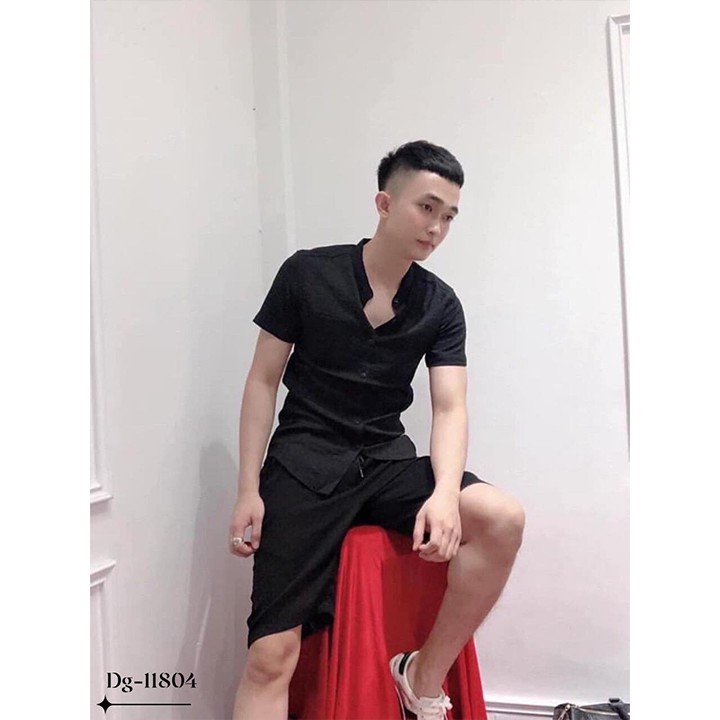 Bộ Quần Áo Cộc Tay Trơn Màu Chất Đũi Thái Cao Cấp