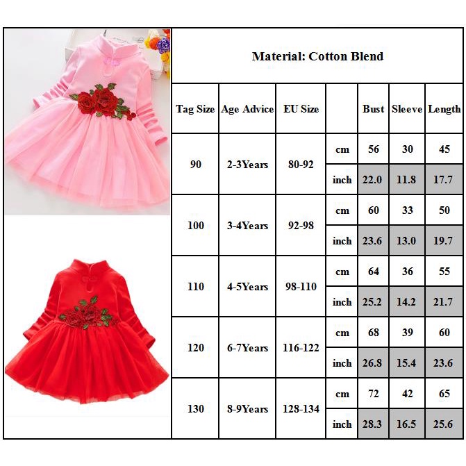 Đầm Xòe Công Chúa Tay Dài In Hoa Thời Trang Năm Mới Cho Bé Gái 2-9 Tuổi