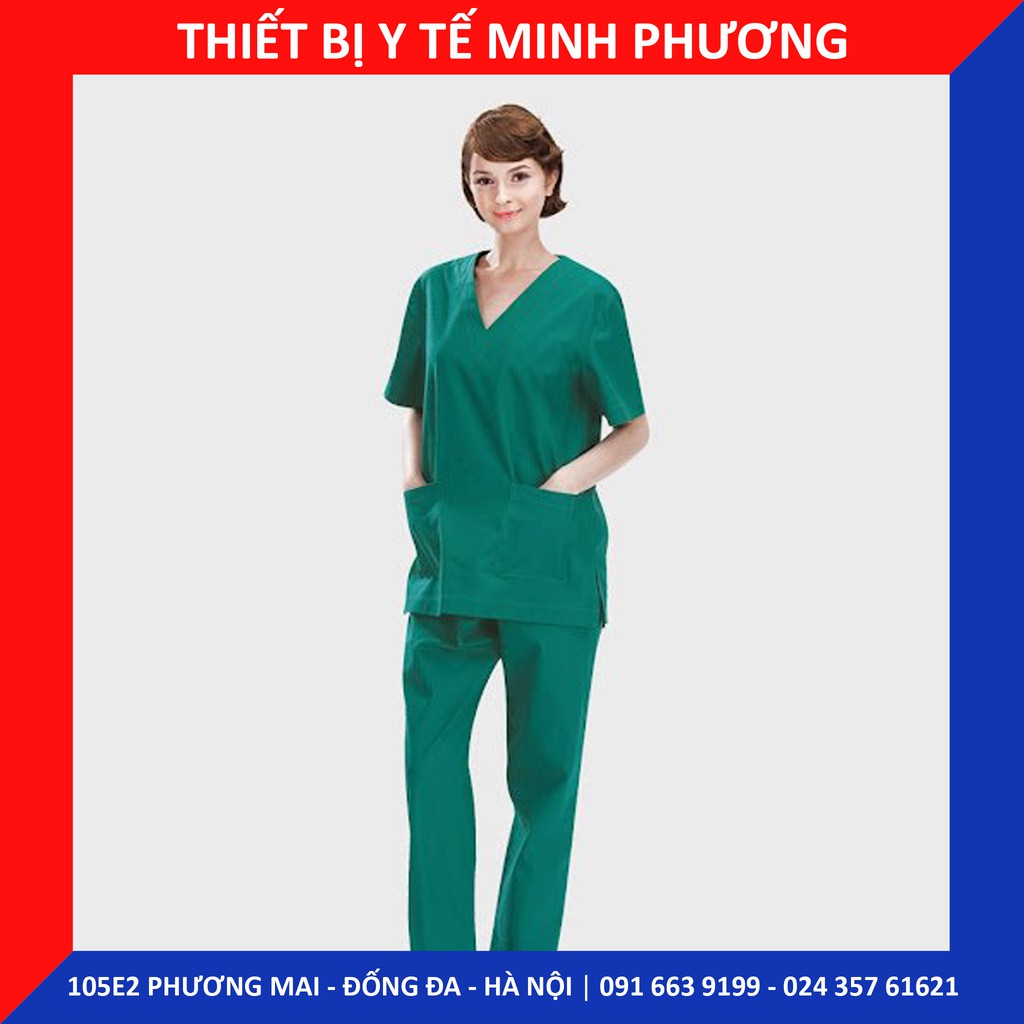 Bộ scrubs bác sĩ, quần áo y tế xanh lá cây nam, nữ các size S M L XL