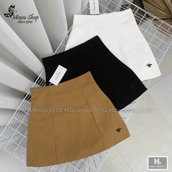 Quần sooc nữ giả chân váy - quần short nữ thời trang khóa lưng vải tuyết mưa cao cấp họa tiết con ong đủ size mã QO