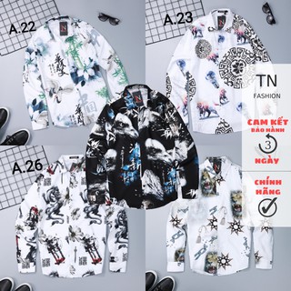Áo Sơ Mi ⚡FREESHIP⚡ Áo Sơ Mi Nam,Áo Sơ Mi Nam Họa tiết chất liệu lụa Twill mềm mịn siêu mát
