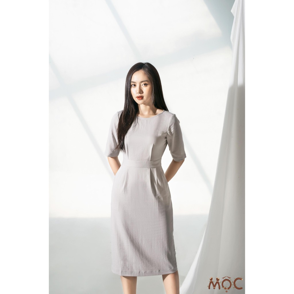 Đầm thiết kế cao cấp - Michi Dress Xám kem - dáng chữ A - Chất mặc là thích