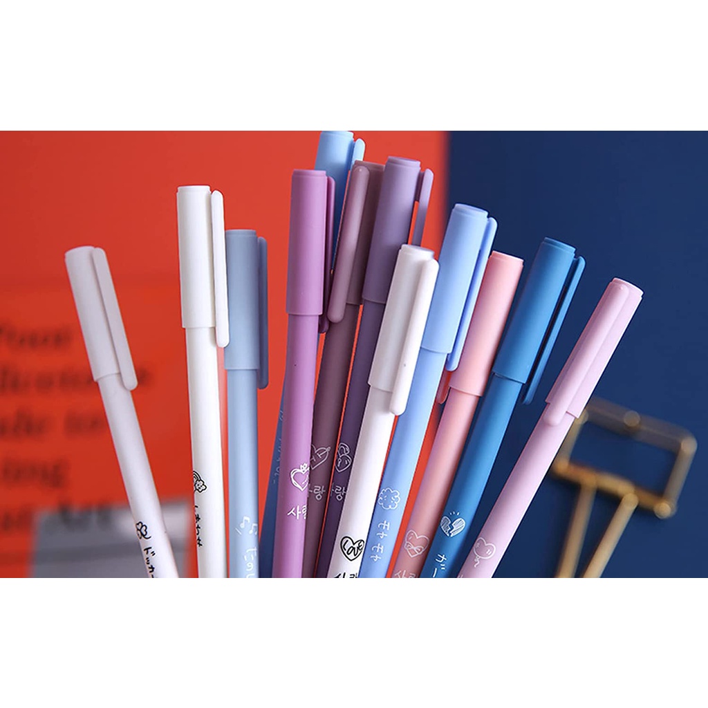 Set 6 Bút Bi Mực Đen Có Thể Thu Gọn Dễ Thương Cho Học Sinh