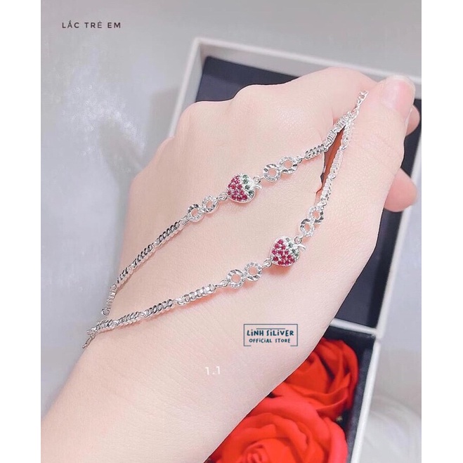 LẮC TAY MẶT DÂU TÂY CHO BÉ GÁI DÀI 13-15cm - LẮC TAY BẠC TA