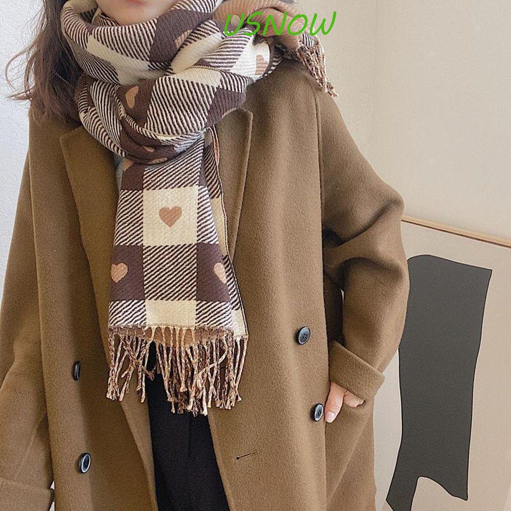 Khăn Choàng Len Poncho Giữ Ấm Mùa Đông Họa Tiết Kẻ Sọc Phối Tua Rua Cho Cặp Đôi