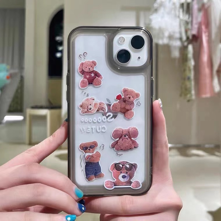 Ốp Điện Thoại Silicon TPU Mềm Trong Suốt Họa Tiết Gấu Cho IPhone 14 13 11 Pro 12 X XR XS Max 6 6S 7 8 14 Plus