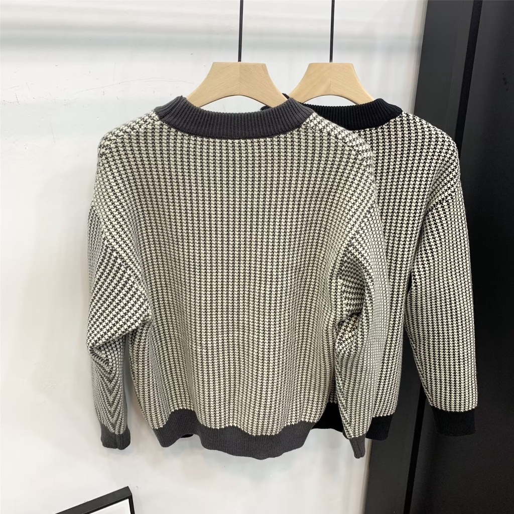 Áo Sweater Dệt Kim Cổ Tròn Phong Cách Harajuku Thời Trang Thu Đông Mới Cho Nam