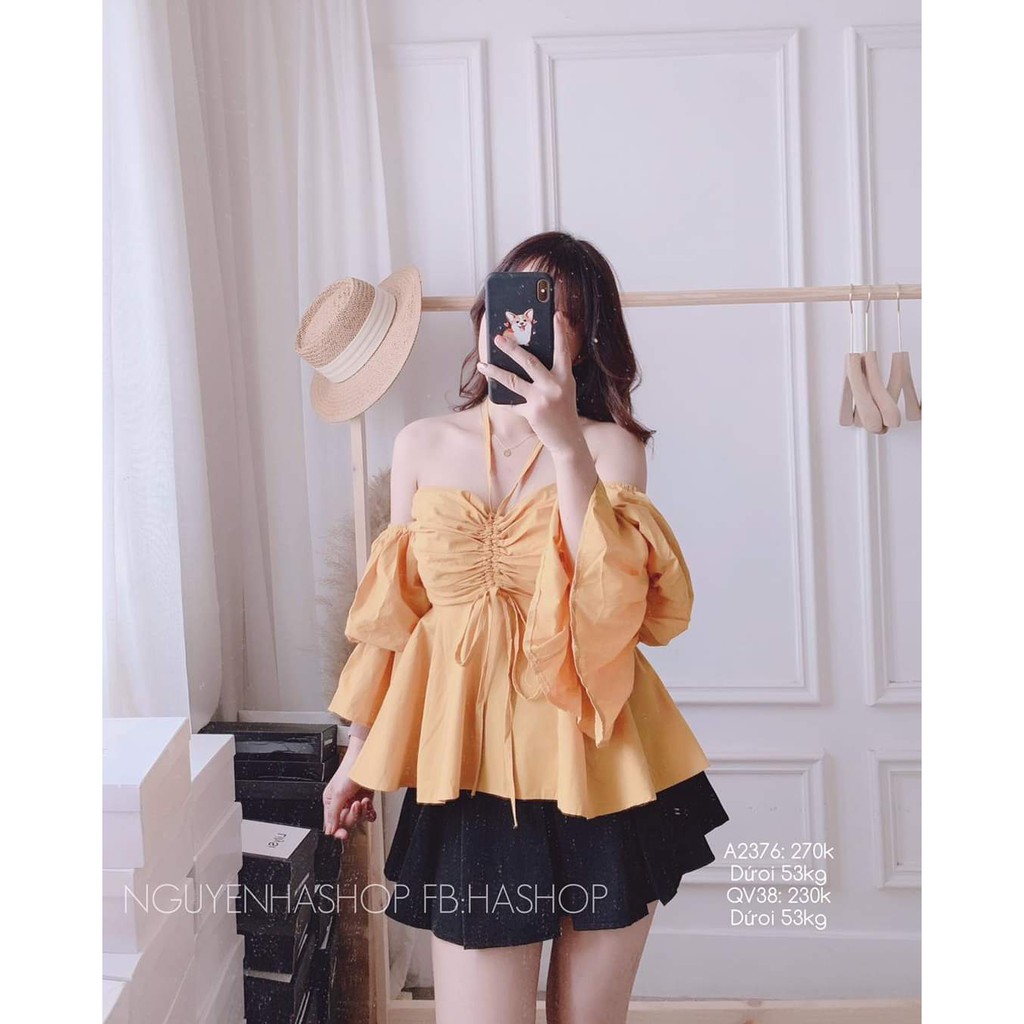 ÁO KIỂU RÚT DÂY TAY ĐIỆU ( ảnh thật + video )