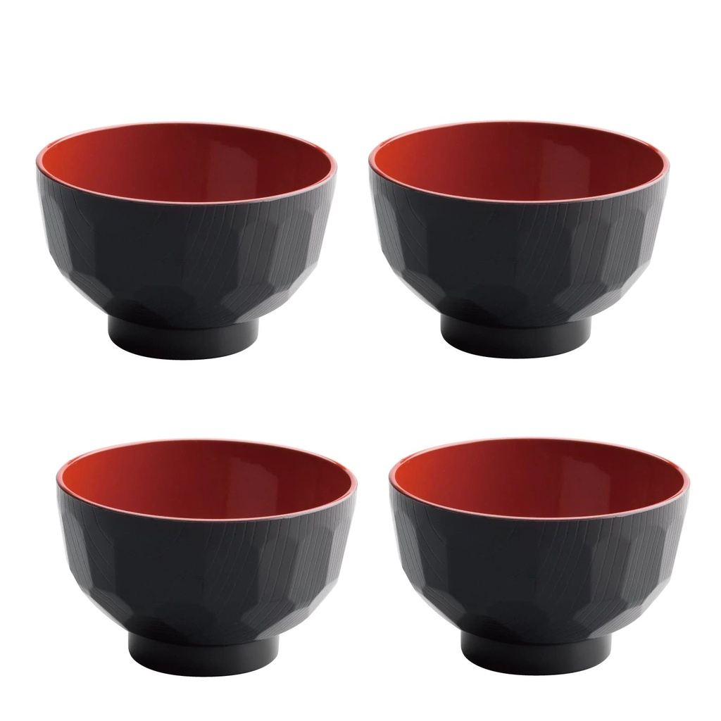 Daiso Chén Kiểu Nhật Yamanaka-Nuri 11Cm Soup Bowl Outside Black And Inside Vermilion And Tortoise Shell Pattern