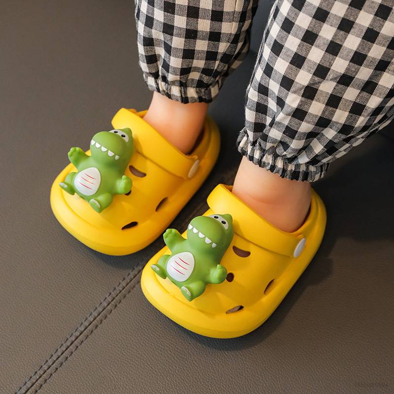 Dép Crocs Đế Mềm Chống Trượt In Hình Khủng Long Dễ Thương Cho Bé