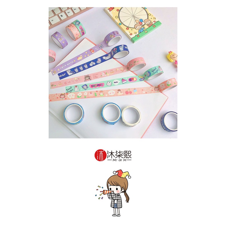 Băng dính washi tape in hình hoạ tiết đáng yêu Cangaocon