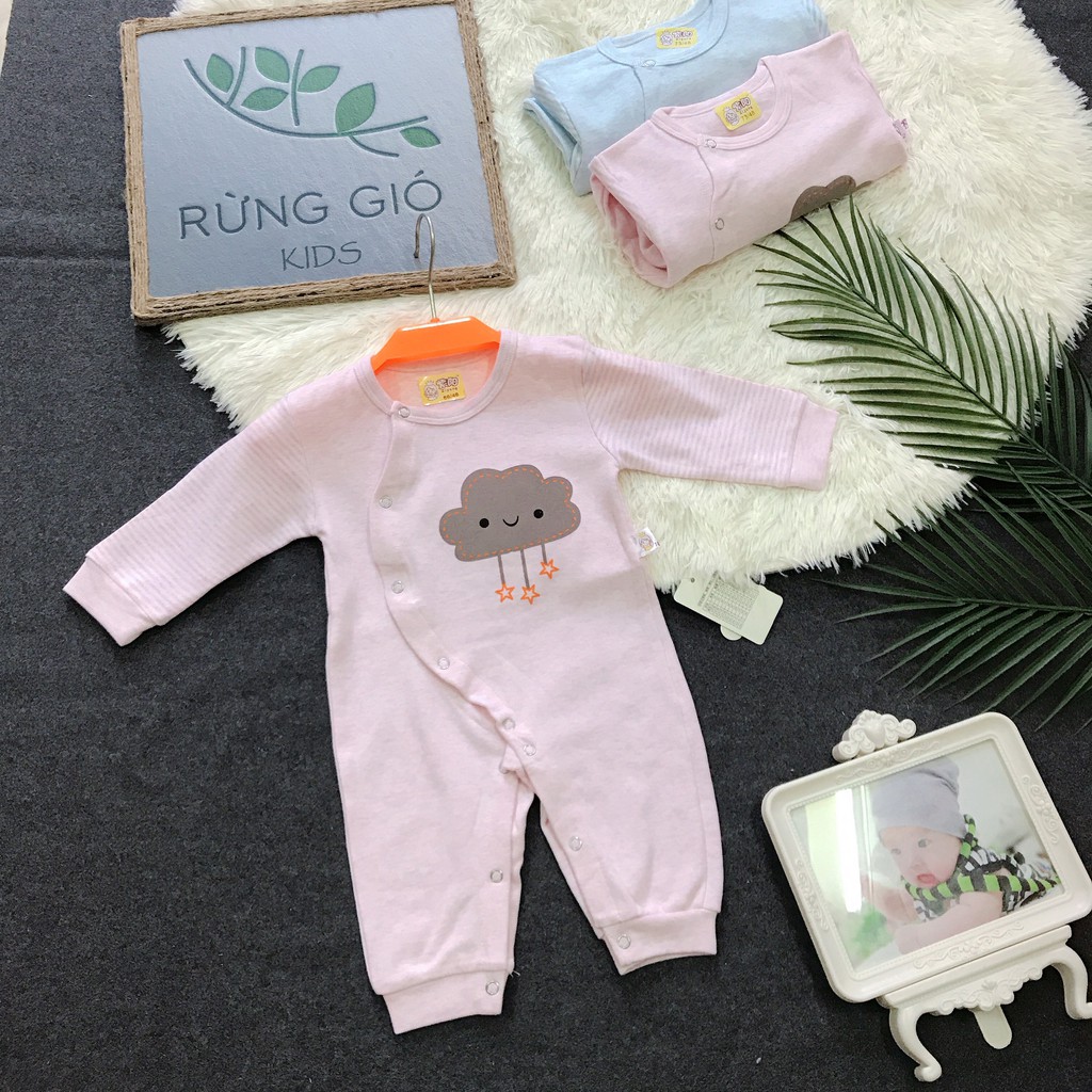 Bodysuit Body cotton dài tay cho bé trai bé gái từ 0-18 tháng ( ảnh thật)