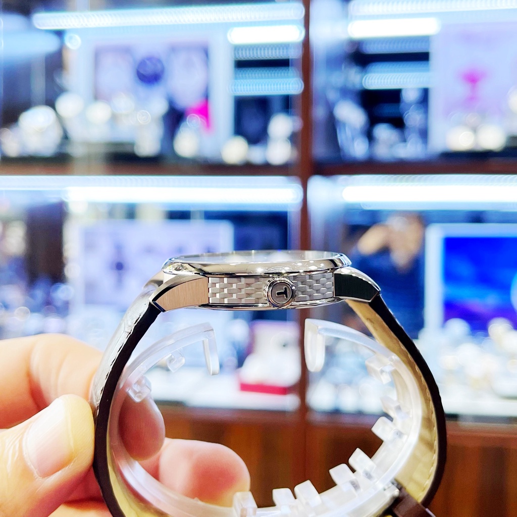 Đồng hồ Nam chính hãng Tissot 1853 Powermatic T086.407.16.031.00 Size 41,Mặt trắng,Lịch ngày-Máy cơ-Dây da nâu cao cấp