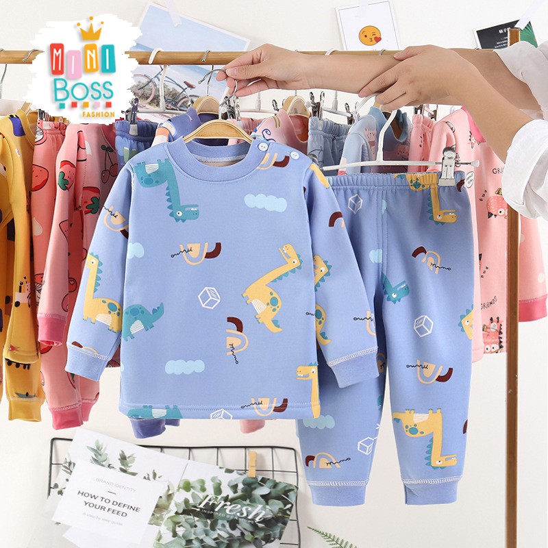Bộ quần áo lót lông cho bé 10-22kg Quảng Châu | Bộ nỉ bông cho bé 1-7 tuổi
