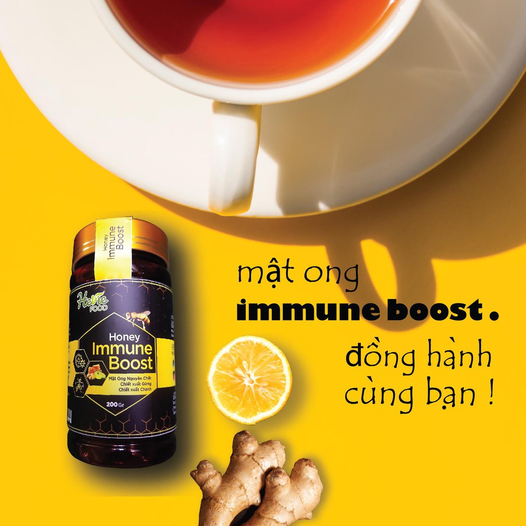 [Mã GROM35 - 10% đơn 150K] Mật ong Chanh Gừng ImmuneBoost 200g HeVieFood