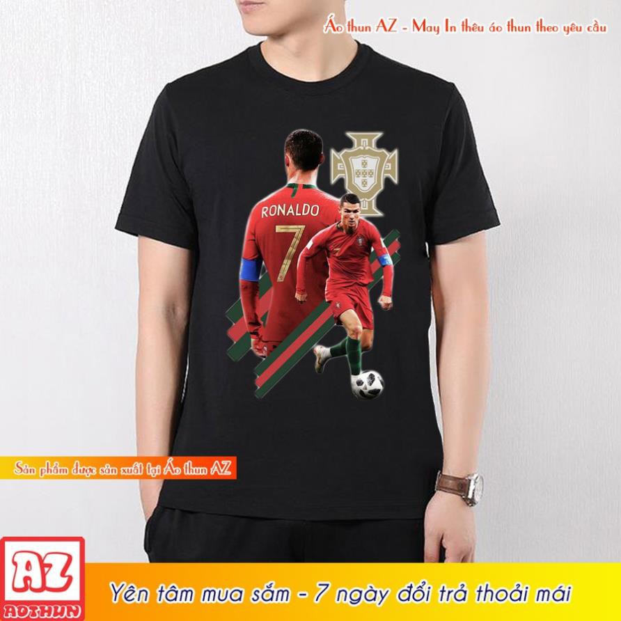 Áo thun unisex nam nữ in hình Ronaldo Bồ Đào Nha - Có Bigsize M2731