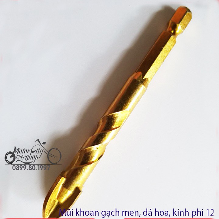 Mũi khoan kính, thủy tinh, gạch men, gạch đá hoa chuôi lục giác phi 6.8.10.12 bán lẻ