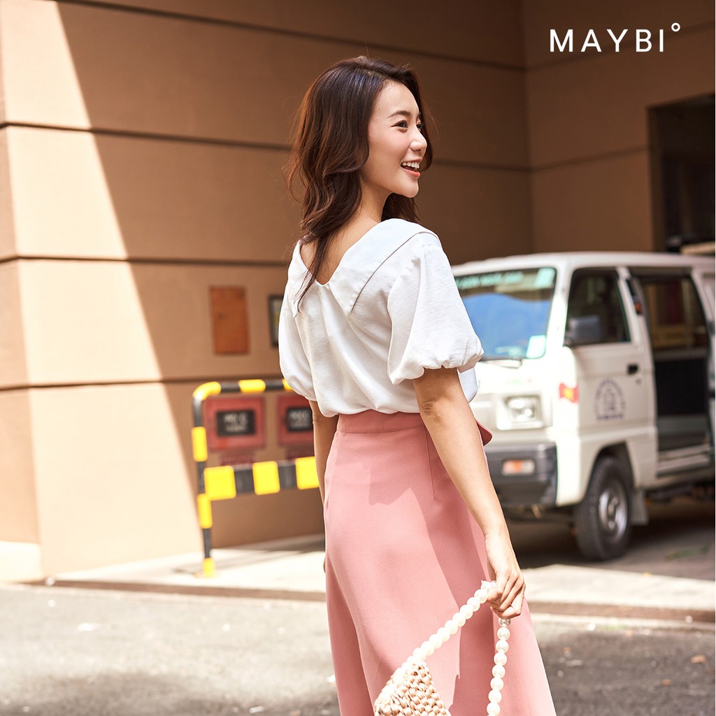 [Mã MAYBI100 giảm 100K đơn từ 599K] MAYBI - Chân váy hồng đất phối nắp túi Flap Detail A skirt