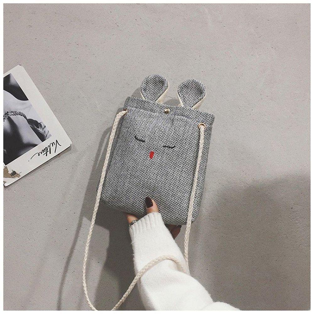 MIHAN1 Túi Đeo Chéo Vải Bố Hình Thỏ Đáng Yêu