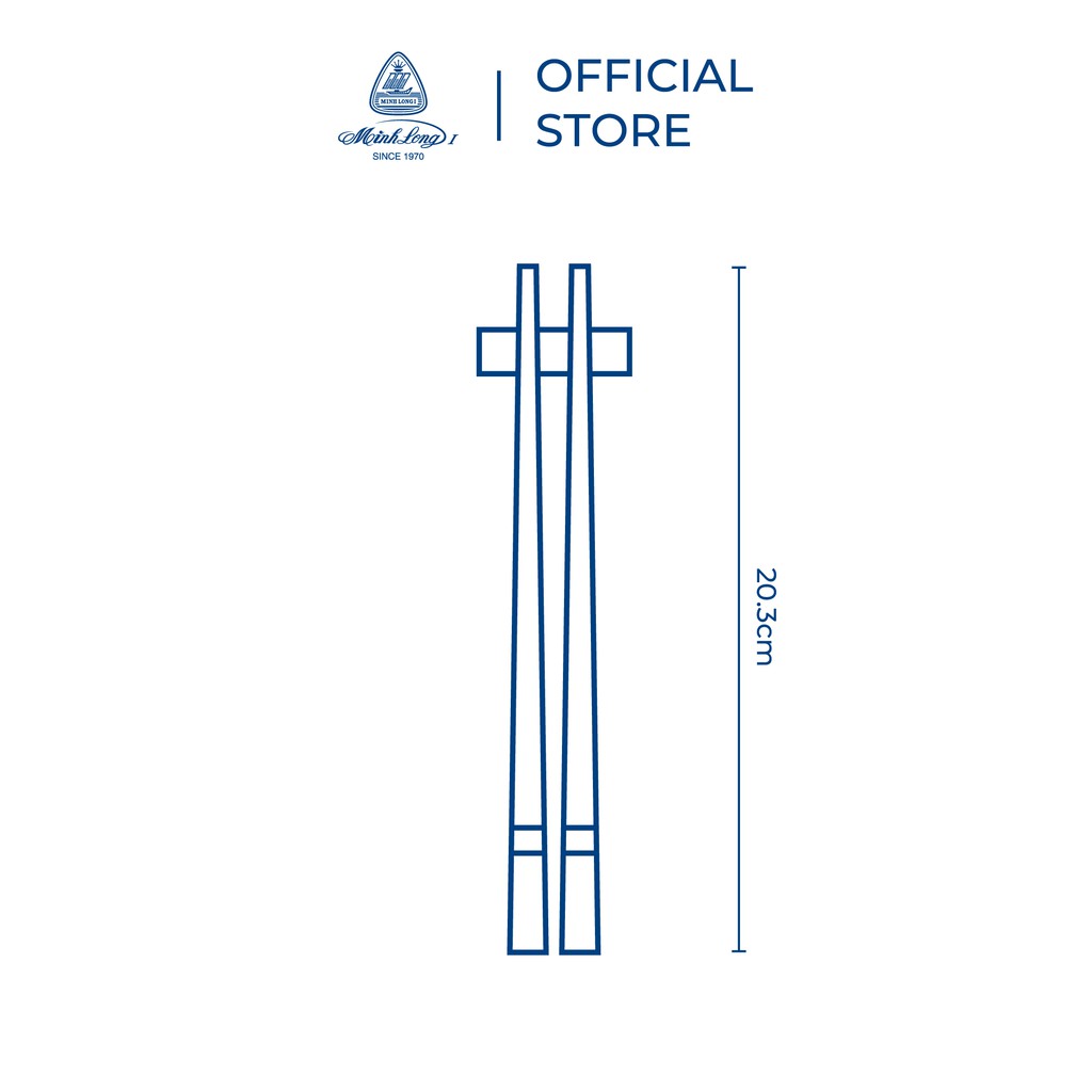 Bộ 02 Đôi Đũa Sứ Minh Long 20.3 cm - Trắng Ngà - HộP Giấy