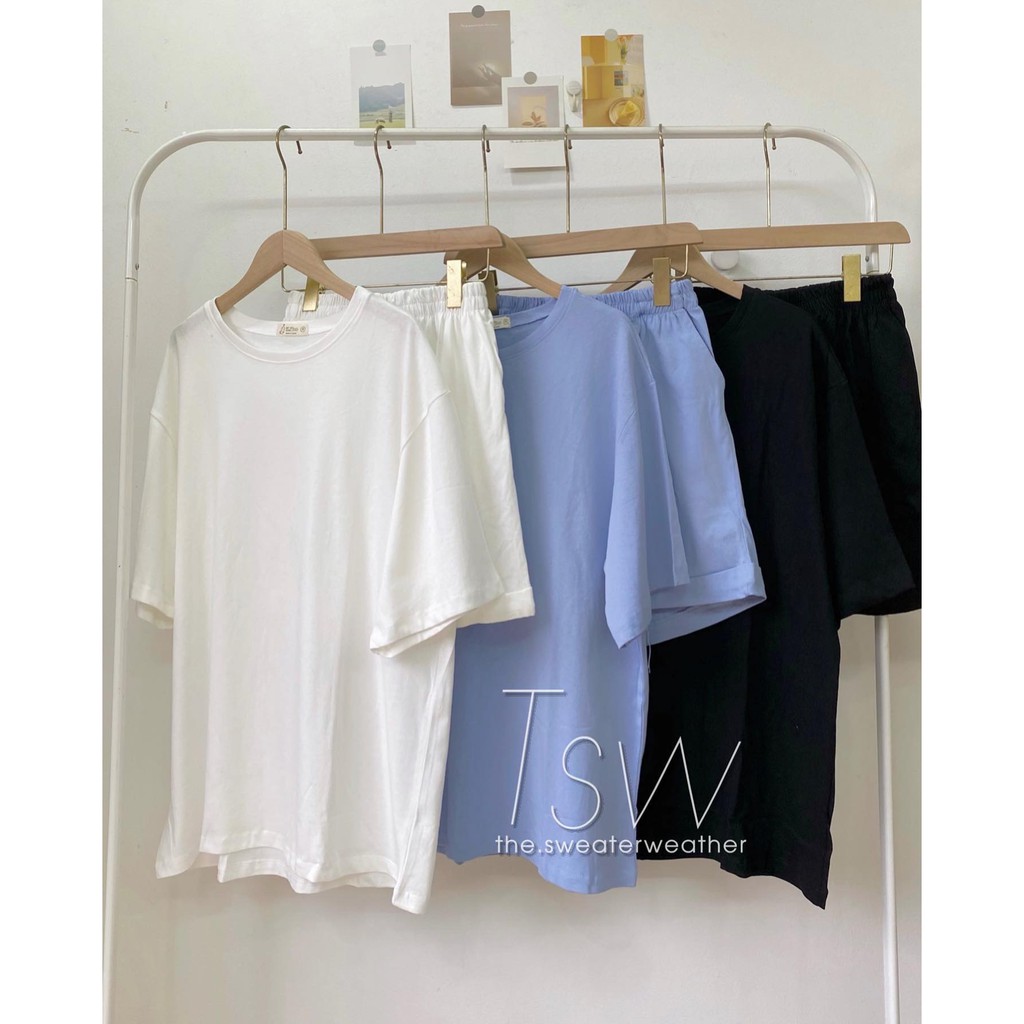 Set thể thao trơn basic dáng rộng oversize (Ảnh thật) | BigBuy360 - bigbuy360.vn