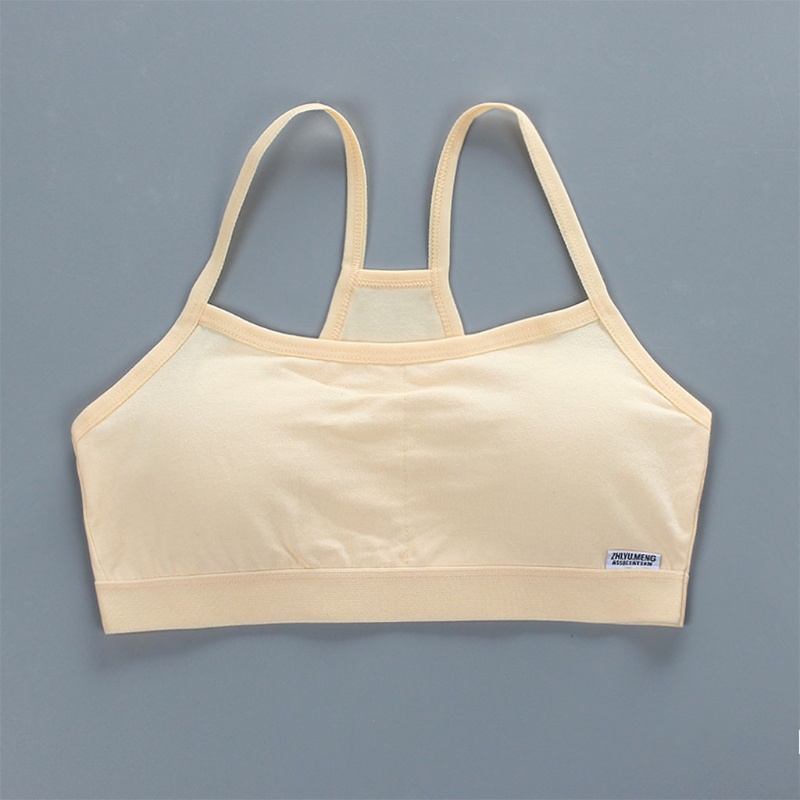 Áo lót hai lớp màu trơn in chữ có đệm ngực cho bé gái